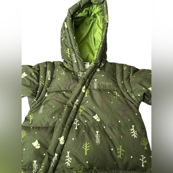 Columbia Baby One Piece Down Snowsuit Green Hooded Insulated Winter Bunting 6M - Picture 3 of 8